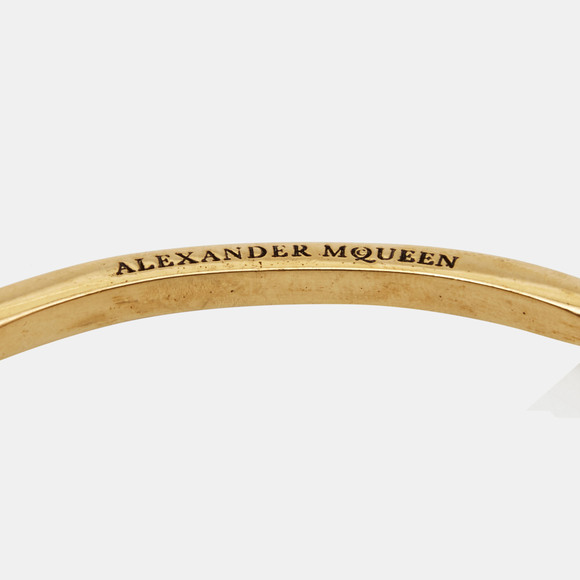 ALEXANDER MCQUEEN Gold Tone Skull Cuff Bracelet - Picture 4 of 5